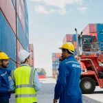 Foreman control loading Containers box to truck for Logistic Import Export.