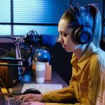 Young youtuber working in the studio