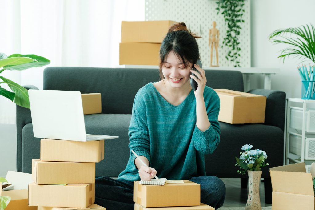 Asian business owner always keep contact with customer.