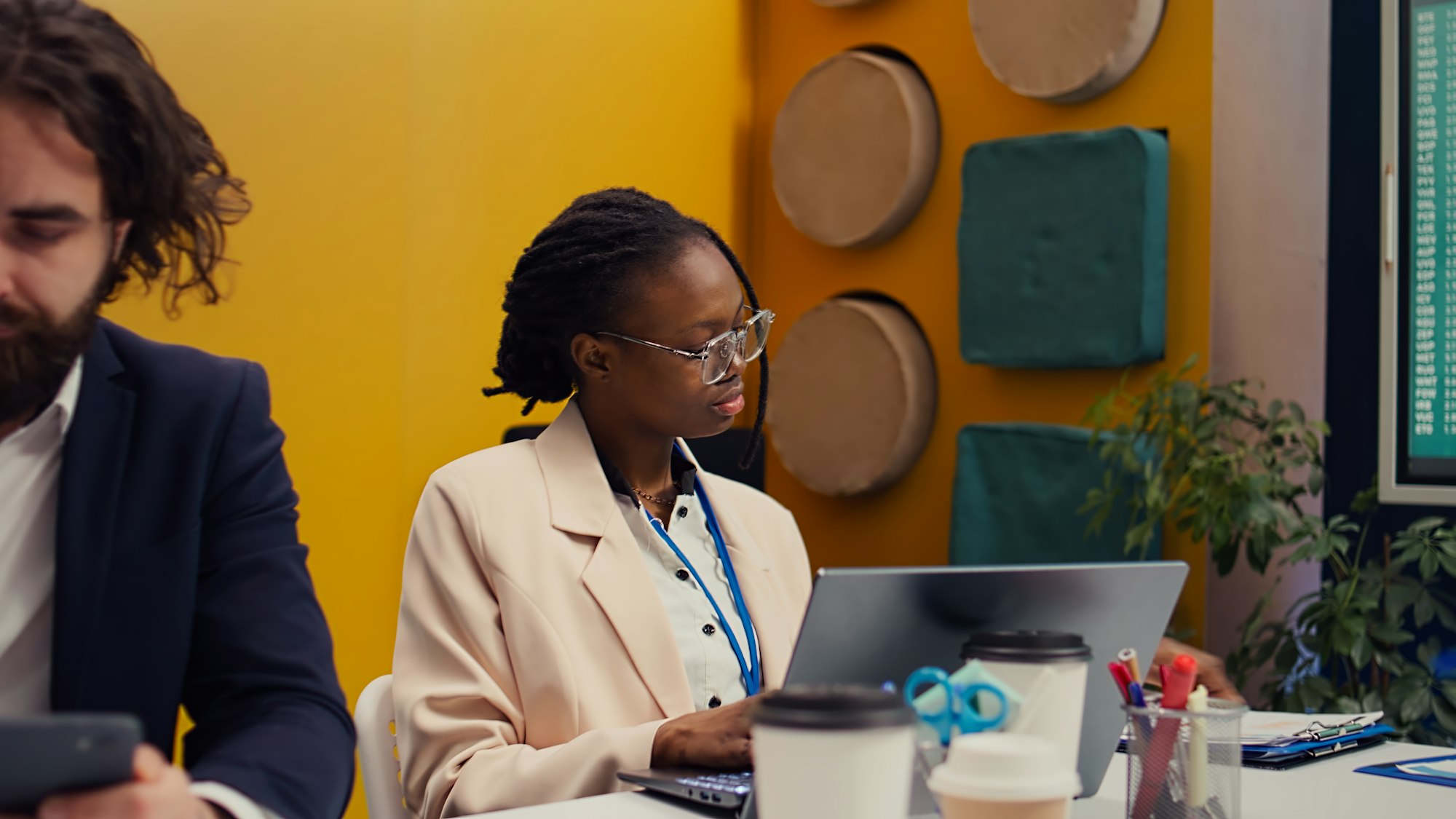 Business associates working together on a project in a boardroom