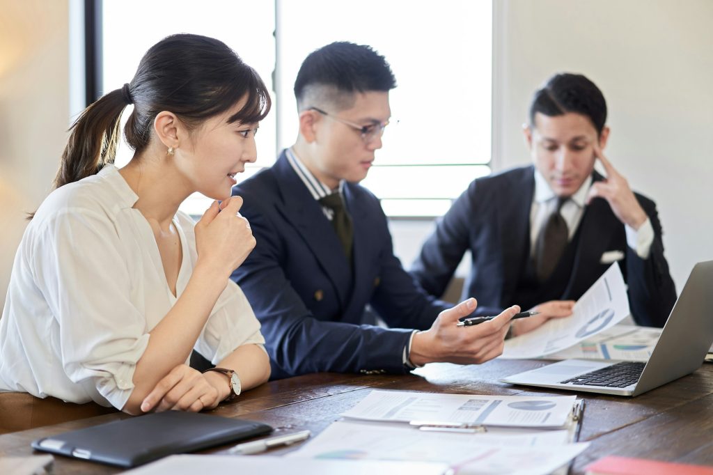 Business person who discusses business strategy