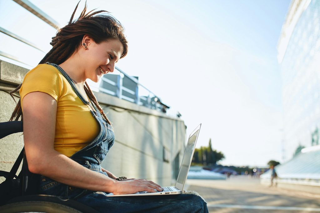 happy overjoyed girl making money in the net