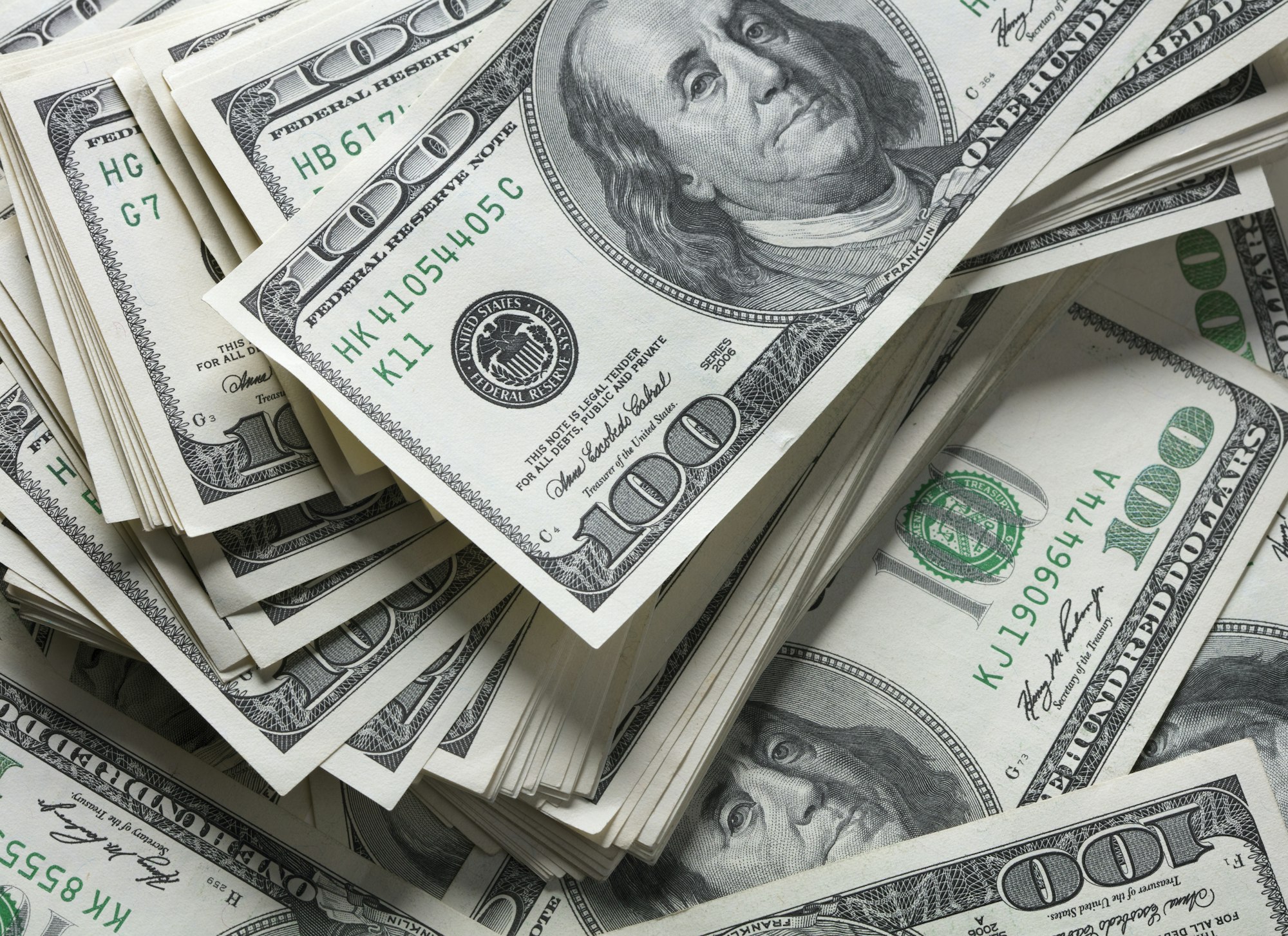 heap of one hundred us dollars